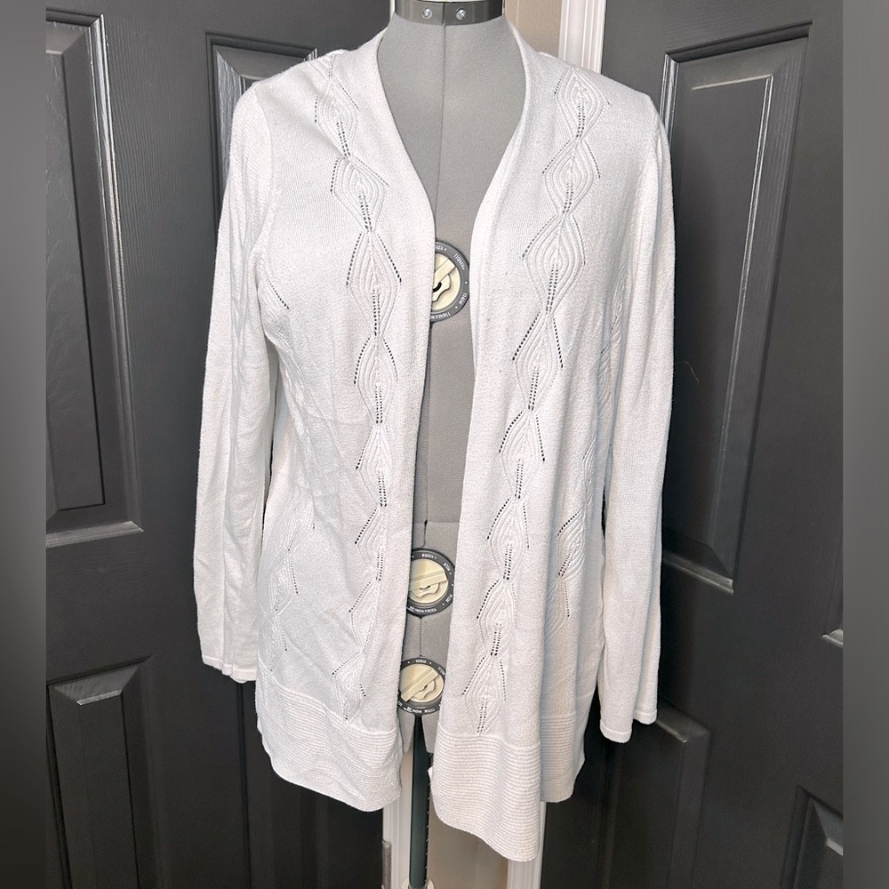 Croft & Barrow White Open Front Cardigan Sweater